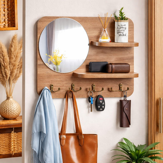 Porte-clés mural avec miroir – Organisation intelligente et touche d’élégance