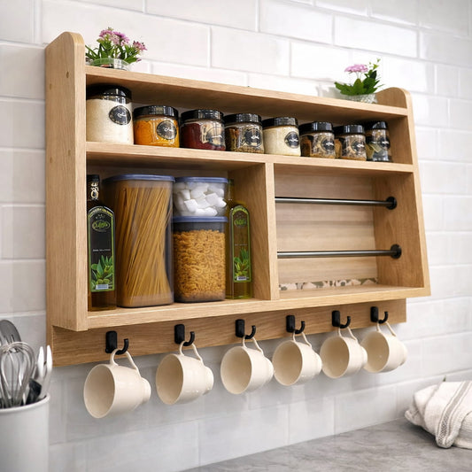 Organisateur de Cuisine en Bois 4 en 1